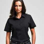 Women's stretch fit cotton poplin short sleeve blouse